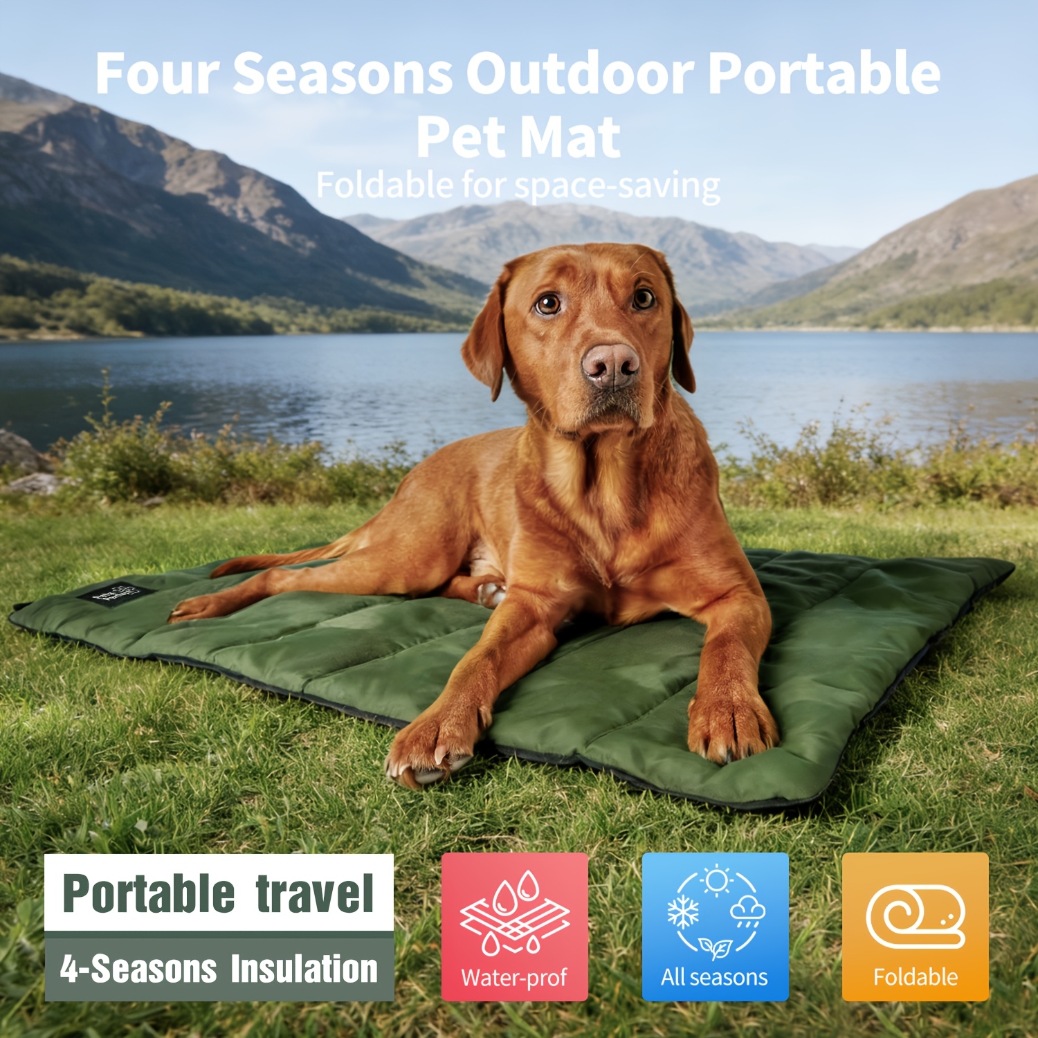 Multi-functional Foldable Portable Indoor/Outdoor Mat for Small to Medium Dogs, and Warm Pet Bed Mat