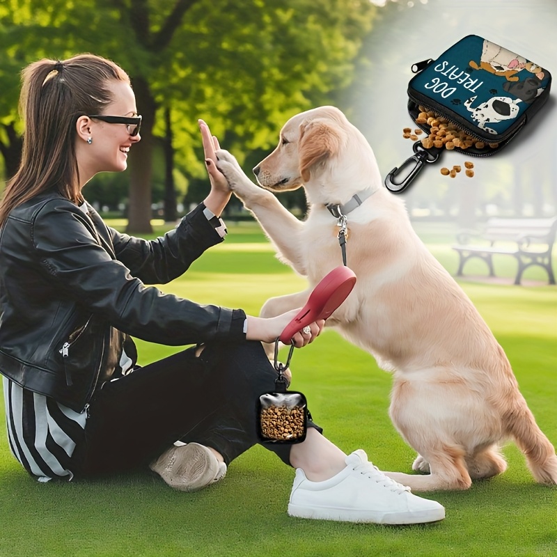 Portable Polyester Dog Treat Pouch with Zipper Closure | Ideal for Outdoor Activities and Walks, Colorful Design, Single-Sided Printing, Transparent Side, Essential Dog Walking Accessory | Vibrant and Durable Zipper Seal