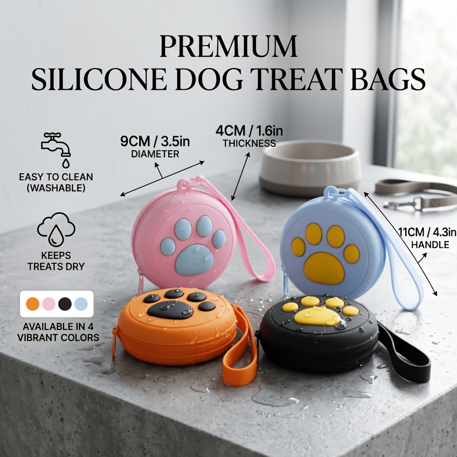 Round Cute Paw Print Pet Training Pouch, Portable Dog Treat Bag, One-Handed Puppy Training Reward Pouch with Adorable Paw Pattern Design, Lightweight,, Durable, and Easy to Clean. Round Pet Treat Bag, Suitable for Keeping Pet Food Fresh. Compact Size - Image 7