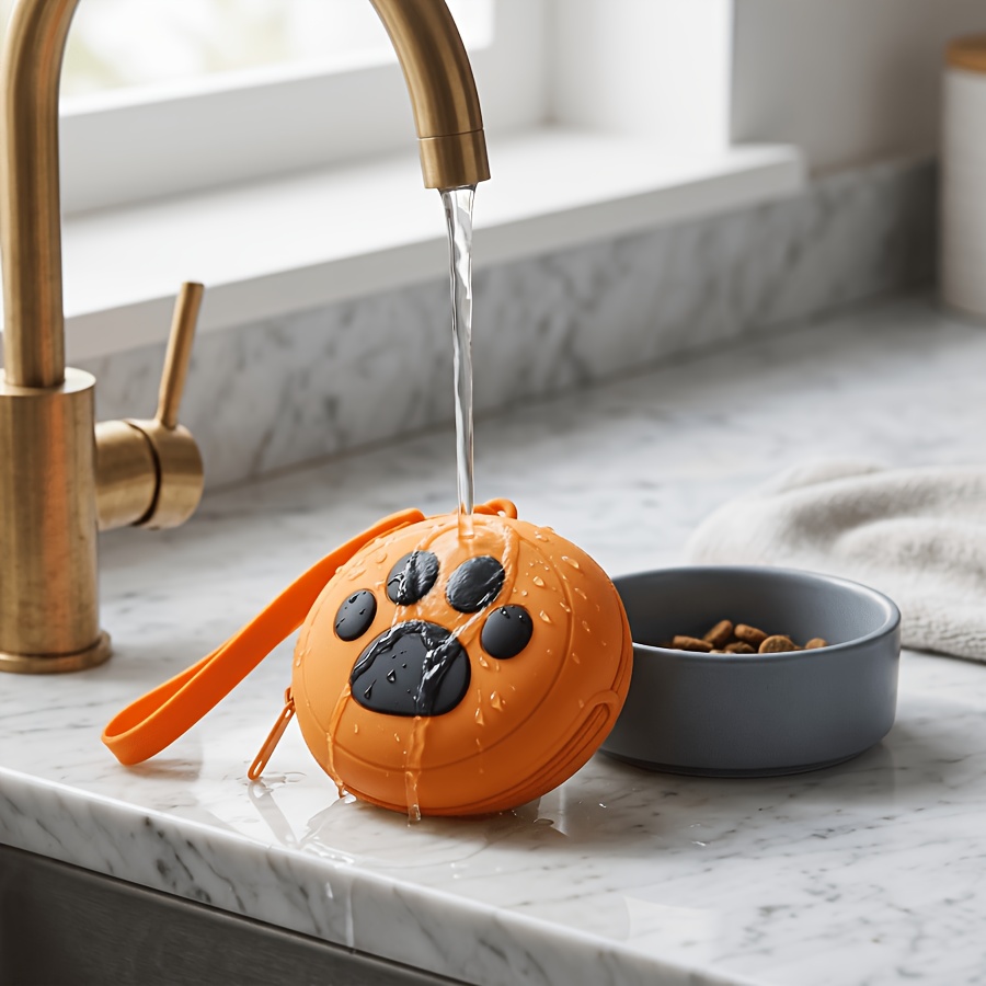 Round Cute Paw Print Pet Training Pouch, Portable Dog Treat Bag, One-Handed Puppy Training Reward Pouch with Adorable Paw Pattern Design, Lightweight,, Durable, and Easy to Clean. Round Pet Treat Bag, Suitable for Keeping Pet Food Fresh. Compact Size - Image 5