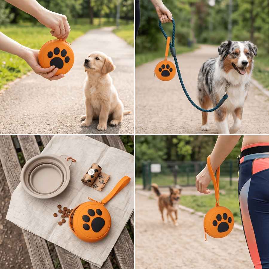 Round Cute Paw Print Pet Training Pouch, Portable Dog Treat Bag, One-Handed Puppy Training Reward Pouch with Adorable Paw Pattern Design, Lightweight,, Durable, and Easy to Clean. Round Pet Treat Bag, Suitable for Keeping Pet Food Fresh. Compact Size - Image 8