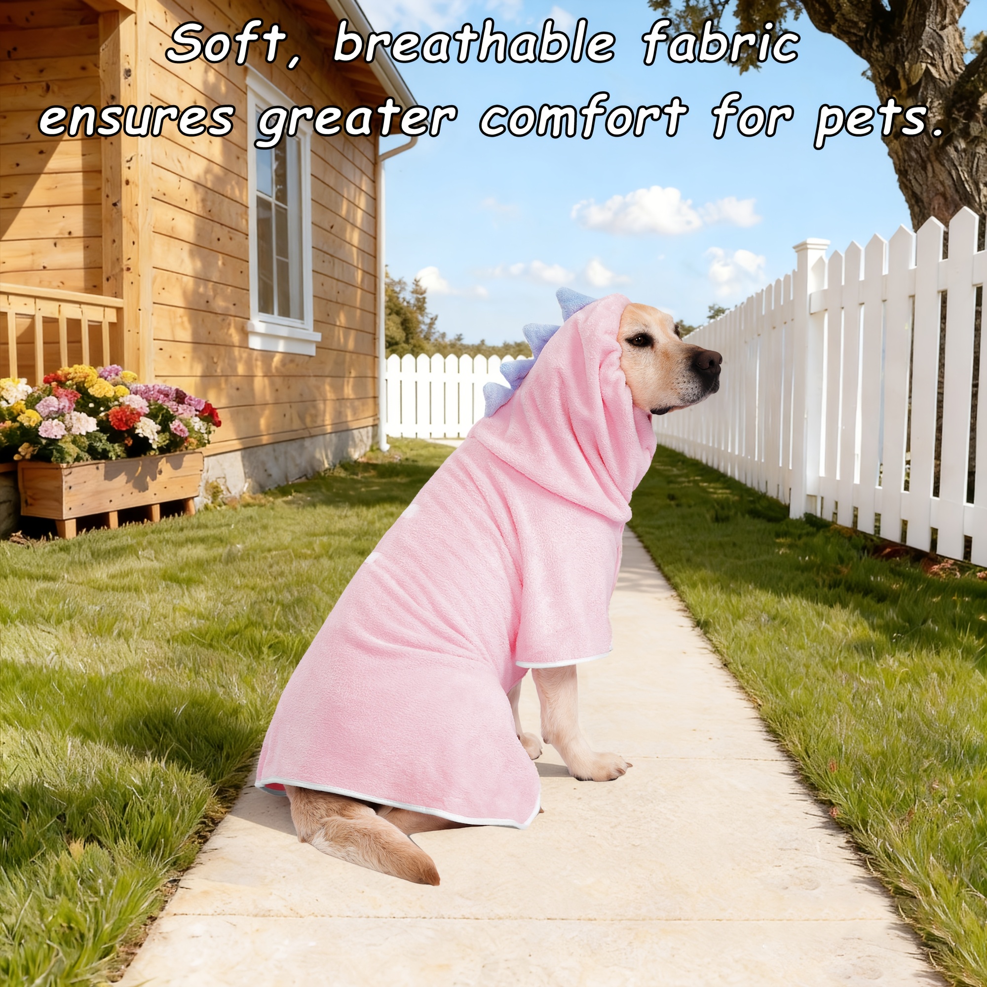 1pc Cute Dinosaur Pet Bathrobe, Quick-Dry, Super-Absorbent Towel, Multi-Size Available, Suitable for Small, Medium, And Large Dogs, Adjustable Hook-And-Loop Closure, Home Use, Multiple Colors