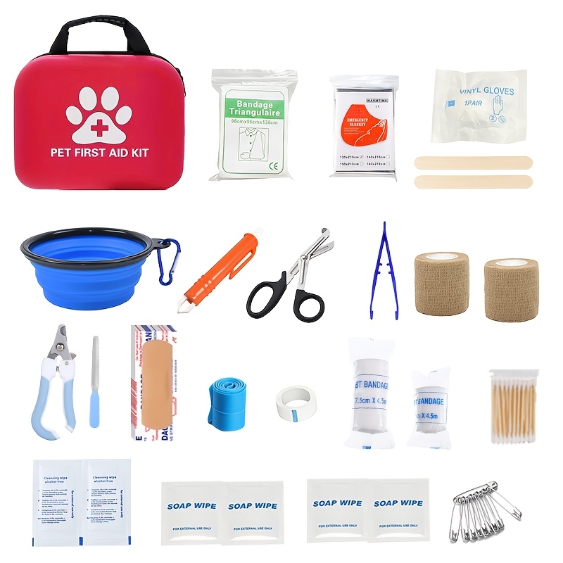 Pet First Aid Kit: Designed for Dogs And Cats, This Portable First Aid Kit Includes Emergency Supplies, Pet First Aid Guide, Flea Repellent, Survival Blanket, Etc., Suitable for Outdoor Activities Such As Hiking, Camping, Backpacking, And Hunting - Image 7