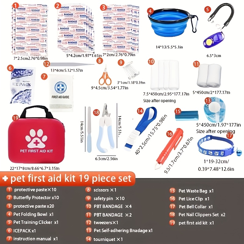 Pet First Aid Kit: Designed for Dogs And Cats, This Portable First Aid Kit Includes Emergency Supplies, Pet First Aid Guide, Flea Repellent, Survival Blanket, Etc., Suitable for Outdoor Activities Such As Hiking, Camping, Backpacking, And Hunting - Image 8