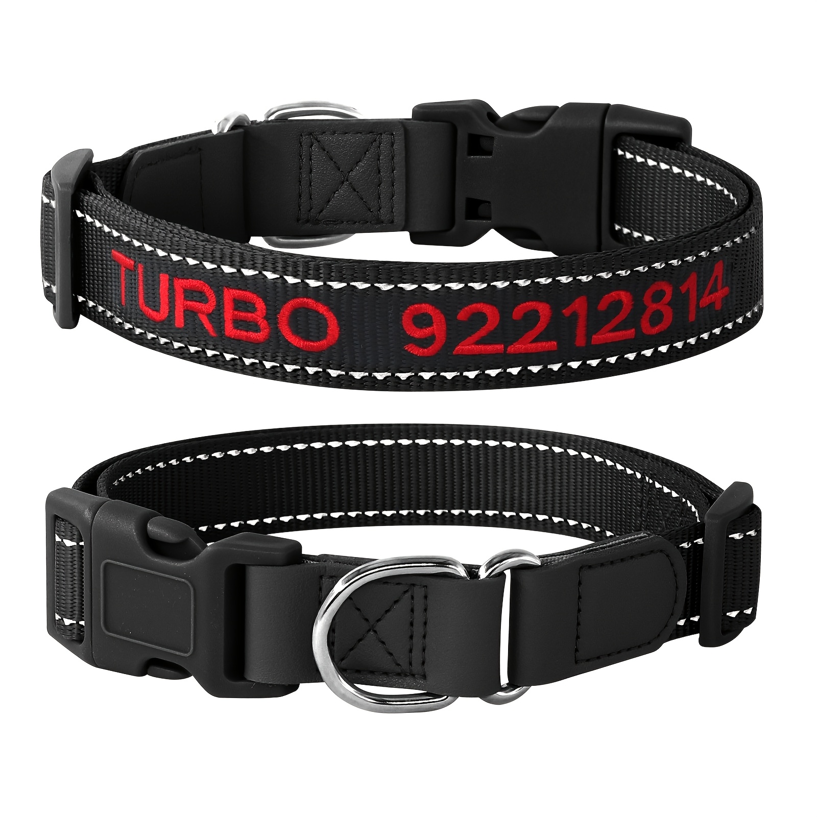 (Customized) New Splicing Design Reinforced Custom Reflective Dog Collar, Embroidered Name And Phone Number to Prevent Loss, Thickened Nylon Adjustable, High-Quality Quick Release Buckle, Suitable for Large And Small Dogs Customized Dog Collar - Image 8