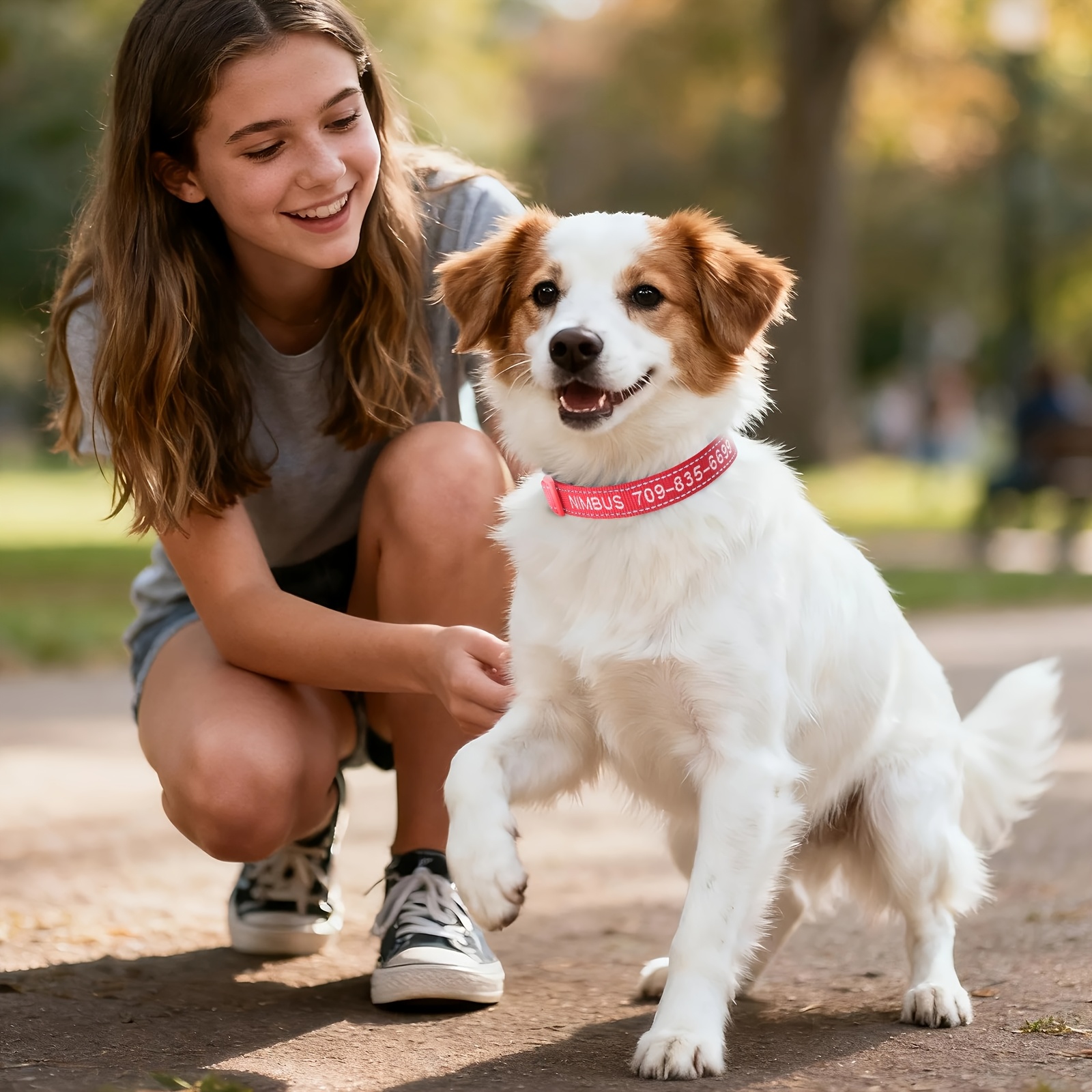 (Customized) New Splicing Design Reinforced Custom Reflective Dog Collar, Embroidered Name And Phone Number to Prevent Loss, Thickened Nylon Adjustable, High-Quality Quick Release Buckle, Suitable for Large And Small Dogs Customized Dog Collar - Image 2