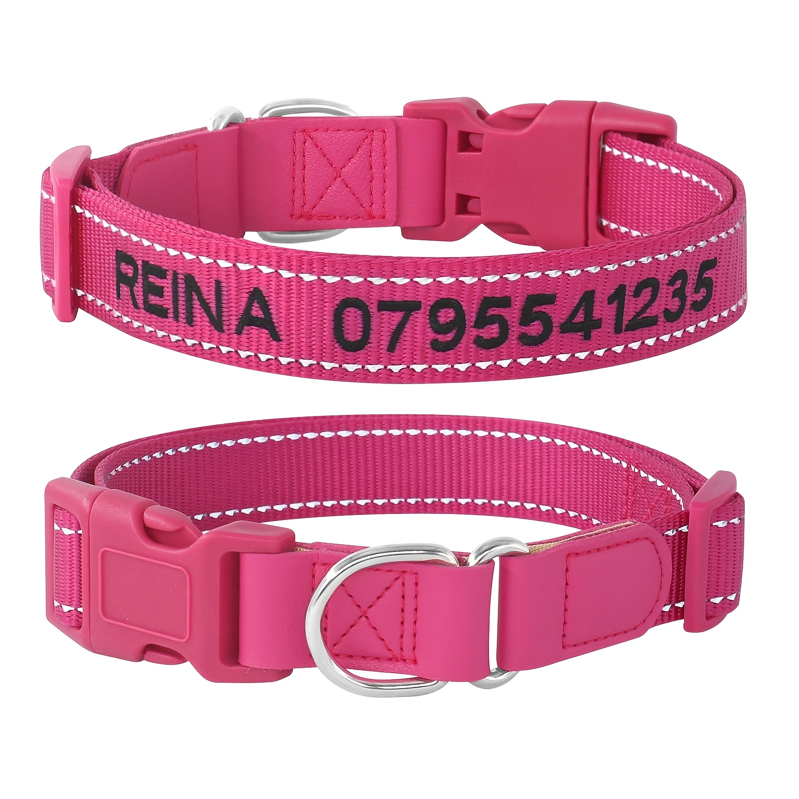 (Customized) New Splicing Design Reinforced Custom Reflective Dog Collar, Embroidered Name And Phone Number to Prevent Loss, Thickened Nylon Adjustable, High-Quality Quick Release Buckle, Suitable for Large And Small Dogs Customized Dog Collar - Image 7