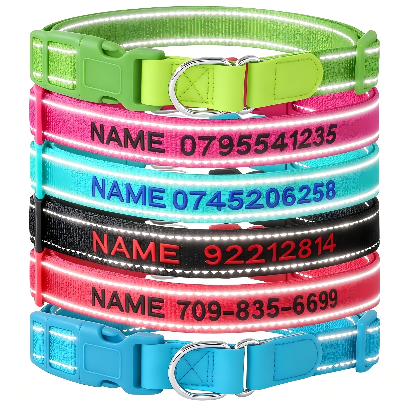 (Customized) New Splicing Design Reinforced Custom Reflective Dog Collar, Embroidered Name And Phone Number to Prevent Loss, Thickened Nylon Adjustable, High-Quality Quick Release Buckle, Suitable for Large And Small Dogs Customized Dog Collar - Image 3