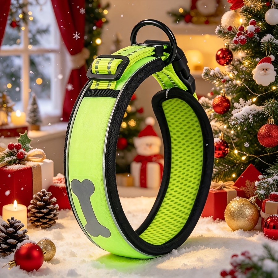 1pc Adjustable Dog Collar for Training And Safe Night Walking, Reflective Pet Collar with High-Visibility for Training Large, Medium And Small Dogs, Outdoor Anti-Lost Accessory to Keep Your Pet Safe And Visible At Night, Gifts, Christmas/Gift