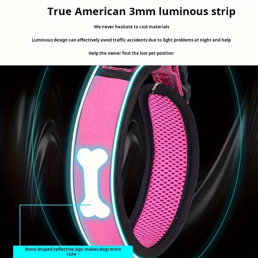 1pc Adjustable Dog Collar for Training And Safe Night Walking, Reflective Pet Collar with High-Visibility for Training Large, Medium And Small Dogs, Outdoor Anti-Lost Accessory to Keep Your Pet Safe And Visible At Night, Gifts, Christmas/Gift - Image 4