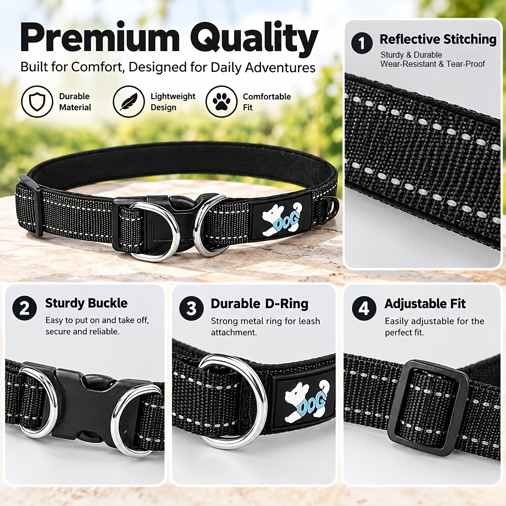 1pc New Anti-Pull Pet Collar, Made of High-strength, Tear-resistant Material with a Comfortable Inner Lining and Reflective Strips. Features an Adjustable Size and Durable Polyester Construction. Suitable for Small to Medium-sized Dogs - Image 7