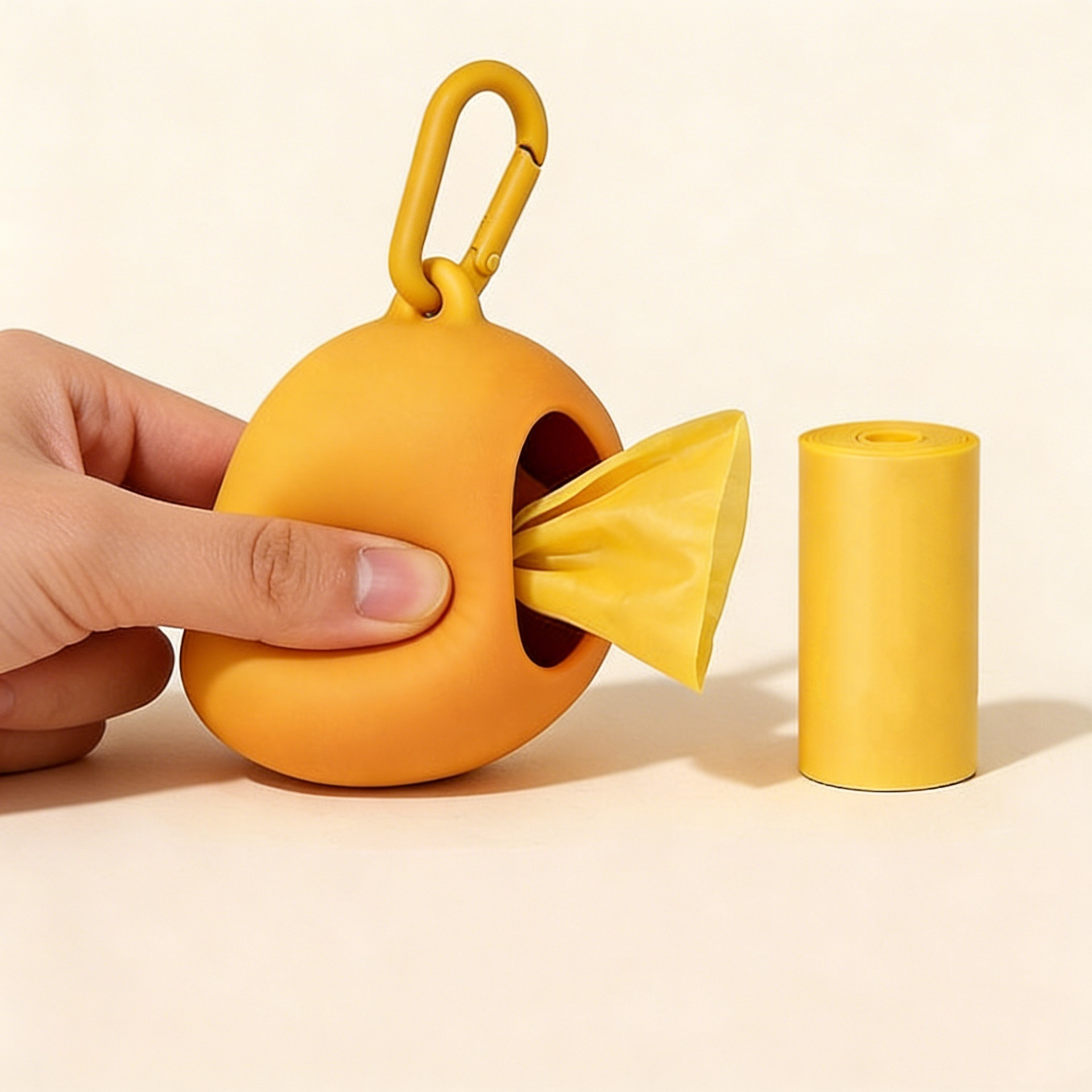 Pet Poop Bag Silicone Storage Bag, Outdoor Dog Walking Poop Bag Dispenser, Mango-shaped Garbage Bag Storage Box