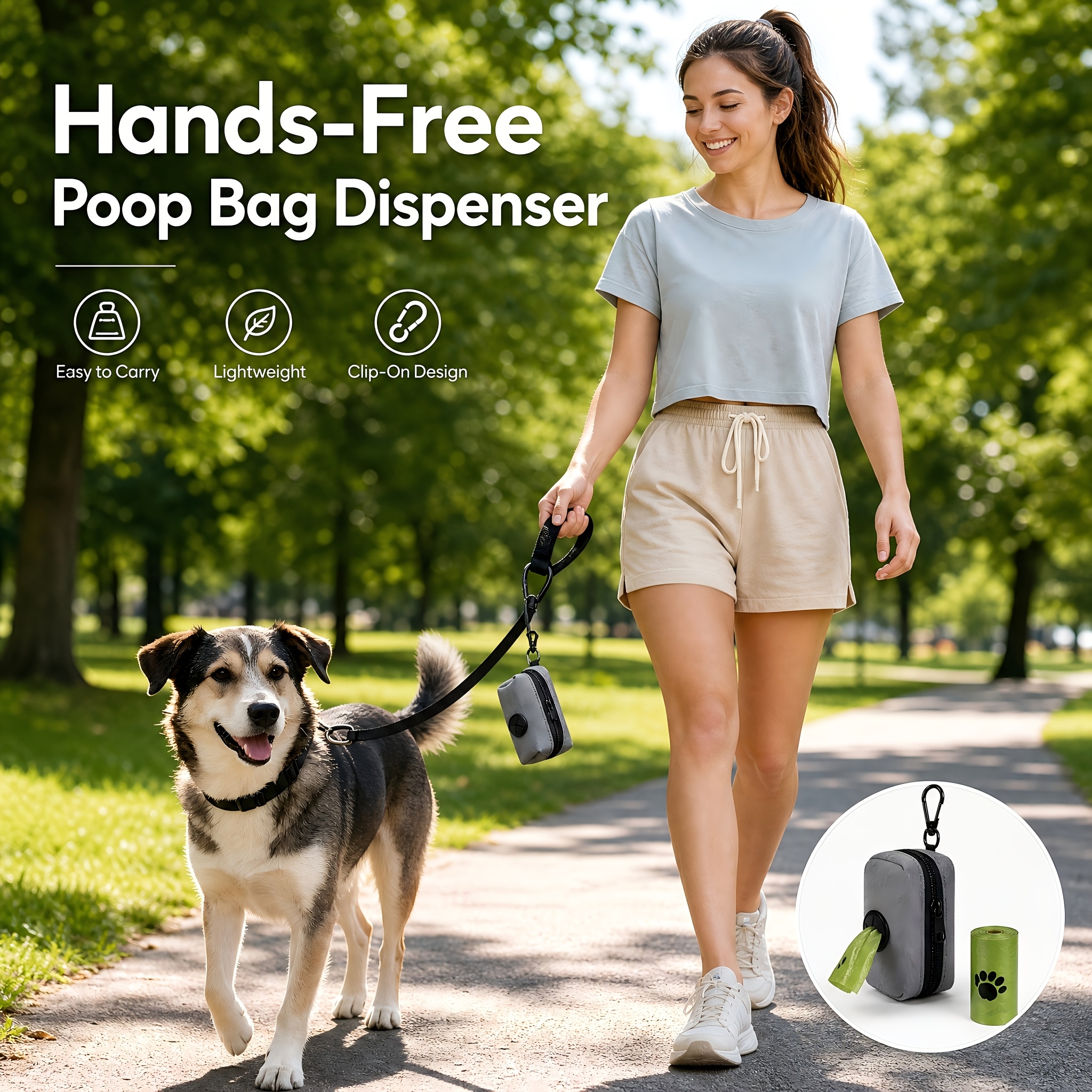 2pcs Halloween Christmas Pet Waste Bag Dispenser Set, Portable Dog Poop Bag Holder Stand with Snap Clip and 1 Roll of Waste Bags, Holiday Outdoor Pet Walking Cleanup Bag Organizer, Suitable for Cats and Dogs