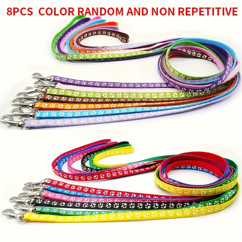 8-Pack Adjustable Dog Leashes, Durable Nylon, Hand Wash Only, Random Colors, Suitable for Small to Medium Breeds Like Chihuahuas, Dachshunds, Schnauzers, Outdoor Walking Gear, Pet Supplies, Animal Print Pattern, 4 Feet Long, No Power Supply